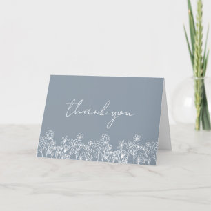 Carte De Remerciements Fête de mariage Dusty Blue Wildflower