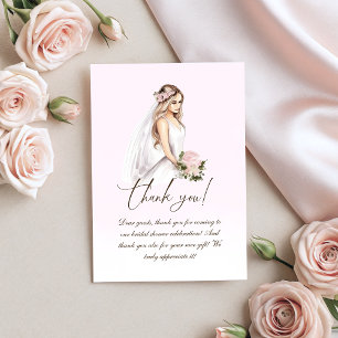 Carte De Remerciements Fête de mariage élégante et tendre rose pour la fu