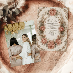 Carte De Remerciements Fête de mariage élégante et victorienne de la roya