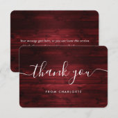 Carte De Remerciements Fête de mariage en bois rustique rouge Anniversair (Devant / Derrière)