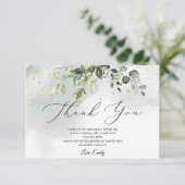 Carte De Remerciements Fête de mariage feuilles de verdure à l'aquarelle (Debout devant)