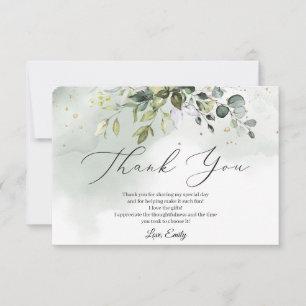 Carte De Remerciements Fête de mariage feuilles de verdure à l'aquarelle
