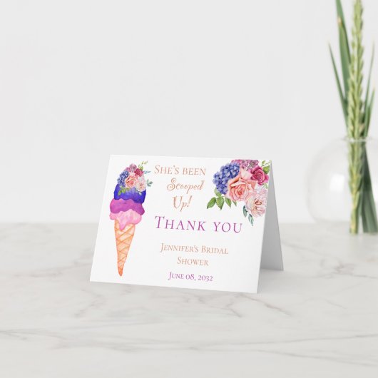 Carte De Remerciements Fête de mariage floral à glace Elle a tout raflé (Devant)
