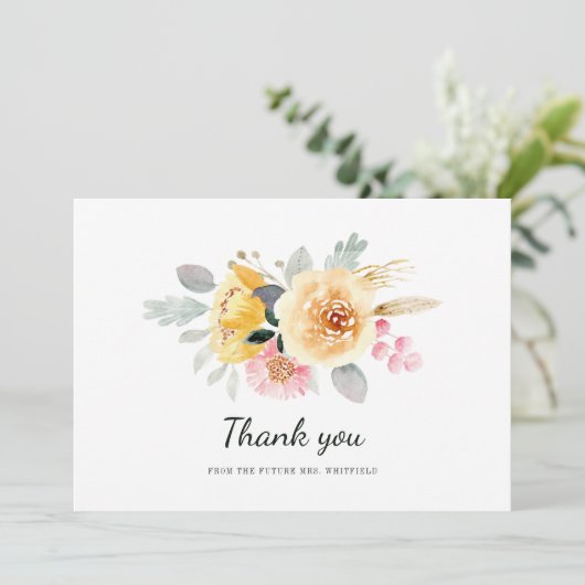 Carte De Remerciements Fête de mariage floral aquarelle (Debout devant)