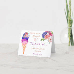 Carte De Remerciements Fête de mariage floral autour de la glace, elle a