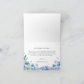 Carte De Remerciements Fête de mariage floral avec Hydrangea bleue modern (Intérieur)