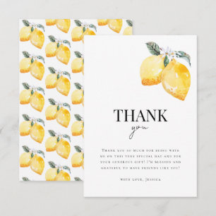 Carte De Remerciements Fête de mariage Floral Citron Aquarelle