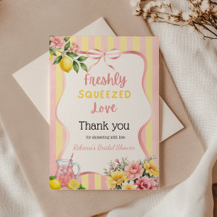 Carte De Remerciements Fête de mariage Floral Citron Rose Fraîchement Pre