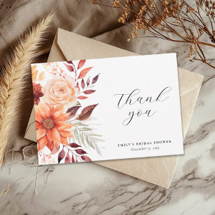 Carte De Remerciements Fête de mariage floral d'automne