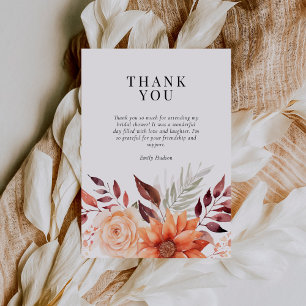 Carte De Remerciements Fête de mariage floral d'automne