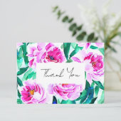 Carte De Remerciements Fête de mariage floral Paeonia rose (Debout devant)