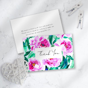 Carte De Remerciements Fête de mariage floral Paeonia rose
