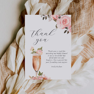 Carte De Remerciements Fête de mariage floral Pétales & Prosecco