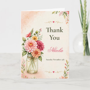 Carte De Remerciements Fête de mariage Floral Rose