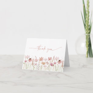 Carte De Remerciements Fête de mariage floral sauvage terreux neutre