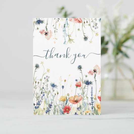 Carte De Remerciements Fête de mariage floral vibrant (Debout devant)