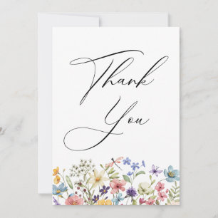 Carte De Remerciements Fête de Mariage Florale aux Fleurs Sauvages Coloré