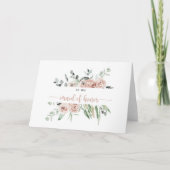 Carte De Remerciements Fête de mariage florale rose poussiéreuse classiqu (Devant)