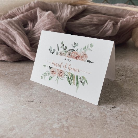 Carte De Remerciements Fête de mariage florale rose poussiéreuse classiqu