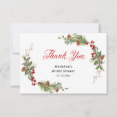 Carte De Remerciements Fête de mariage hivernale avec verdure (Devant)