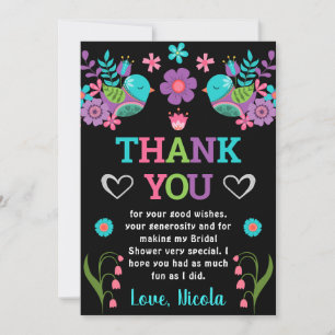 Carte De Remerciements Fête de mariage mexicain oiseaux et fleurs
