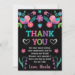 Carte De Remerciements Fête de mariage mexicain oiseaux et fleurs