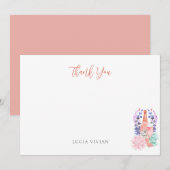 Carte De Remerciements Fête de mariage moderne avec succulentes, pétales (Devant / Derrière)