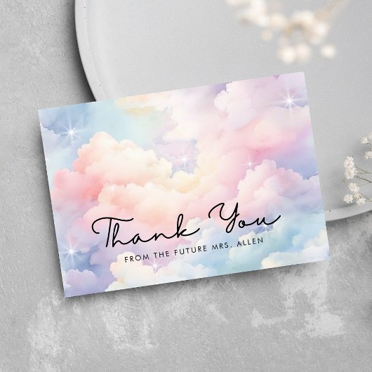 Carte De Remerciements Fête de mariage nuage pastel rêveur