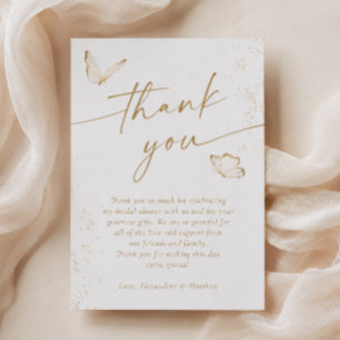 Carte De Remerciements Fête de mariage papillon blanc et or
