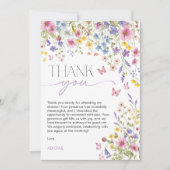 Carte De Remerciements Fête de mariage papillon en fleurs d'amour (Devant)