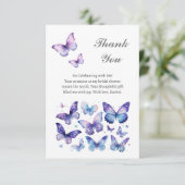 Carte De Remerciements Fête de mariage papillon pourpre (Debout devant)