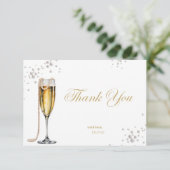 Carte De Remerciements Fête de mariage Perles et Prosecco, Brunch de mari (Debout devant)