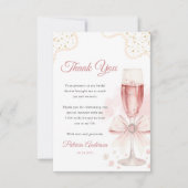 Carte De Remerciements Fête de Mariage Perles & Prosecco à l'Aquarelle Mo (Devant)