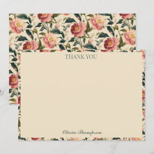 Carte De Remerciements Fête de mariage personnalisée Fleur beige Rose rus