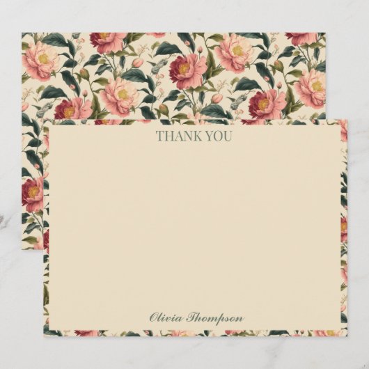 Carte De Remerciements Fête de mariage personnalisée Rose rustique beige  (Devant / Derrière)