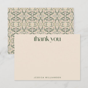Carte De Remerciements Fête de mariage personnalisée vintage florale vert