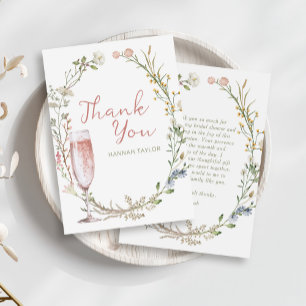 Carte De Remerciements Fête de mariage Petals and Prosecco