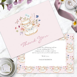 Carte De Remerciements Fête de mariage Pink Tea Party