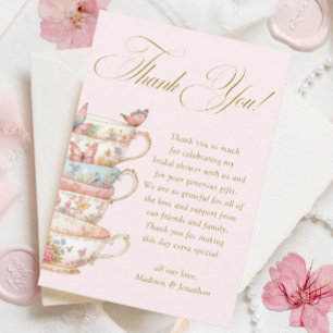 Carte De Remerciements Fête de mariage Pink Tea Party