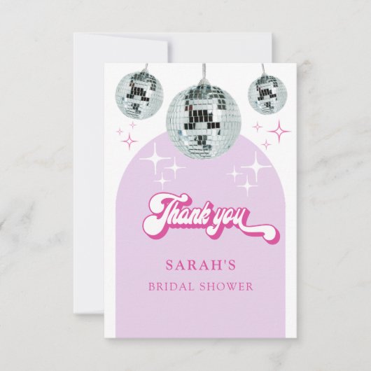 Carte De Remerciements Fête de Mariage Rétro Pastel Disco Groove (Devant)