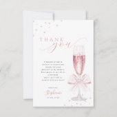 Carte De Remerciements Fête de mariage rose perles et prosecco (Devant)