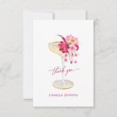 Carte De Remerciements Fête de mariage rose Petals and Prosecco (Devant)