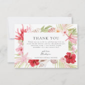 Carte De Remerciements Fête de mariage Rose Tropical Coquillages (Devant)