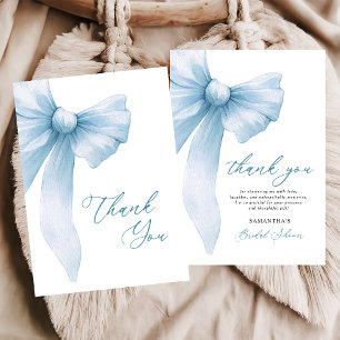 Carte De Remerciements Fête de mariage ruban bleu Coquette