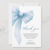Carte De Remerciements Fête de Mariage Ruban Bleu Coquette (Devant)