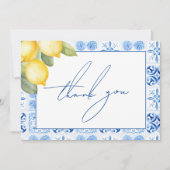 Carte De Remerciements Fête de mariage sur le thème des agrumes Main Sque (Devant)