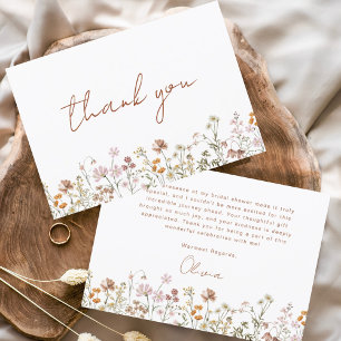 Carte De Remerciements Fête de mariage Terracotta Fleur Sauvage