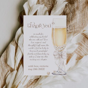 Carte De Remerciements Fête de mariage thème Perles et Prosecco 