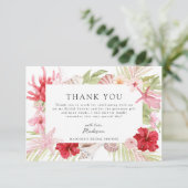 Carte De Remerciements Fête de mariage tropicale rose coquillages (Debout devant)