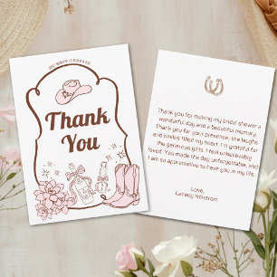 Carte De Remerciements Fête de Mariage Western Cowgirl Dessinée à la Main